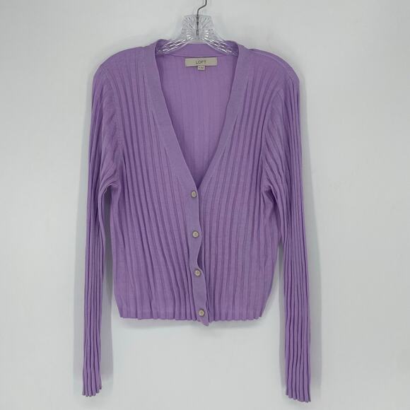 Loft Button-Up Rib Cardigan Size XL - Picture 2 of 6